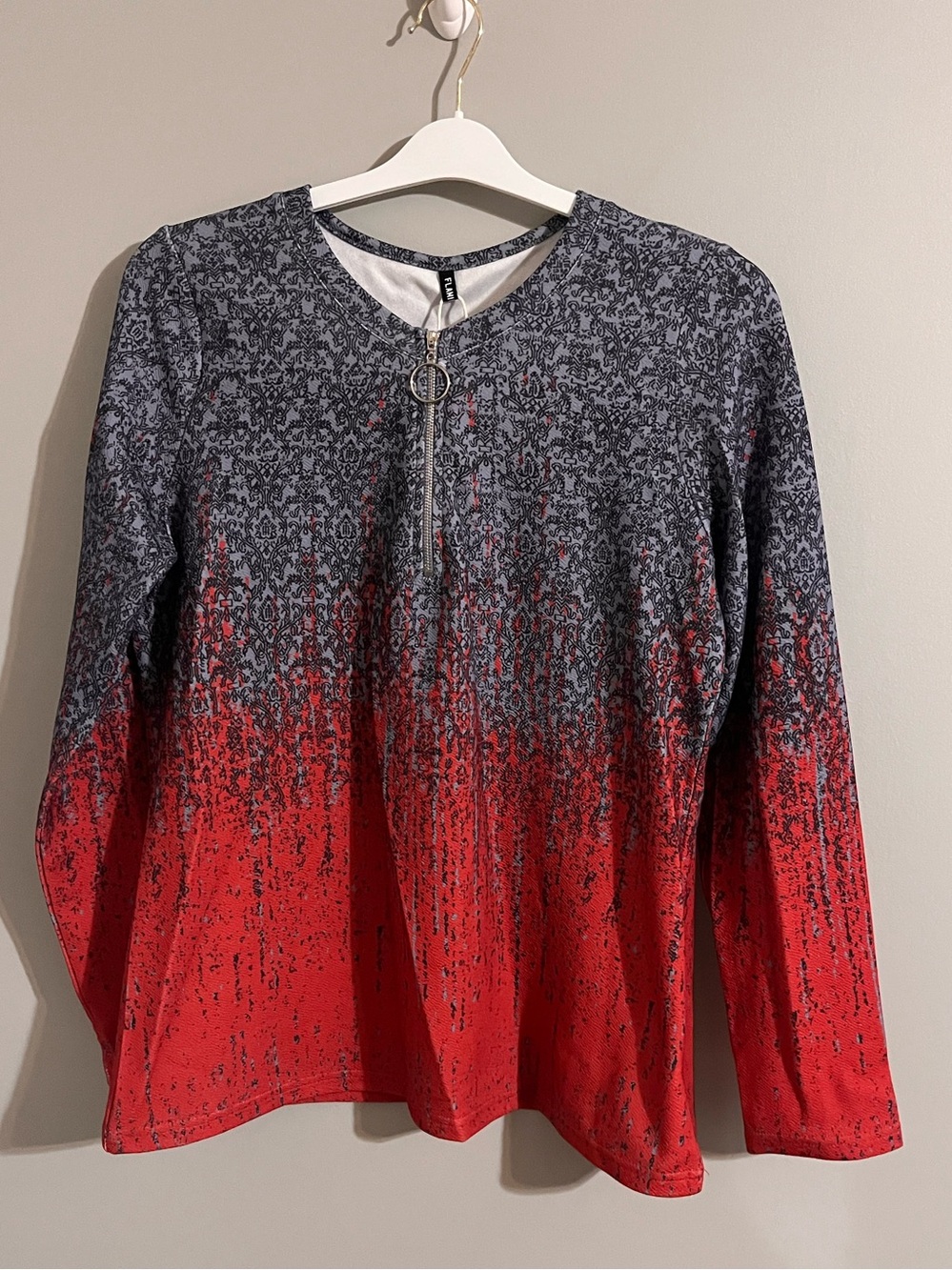 Flamingals Half Zip Long Sleeve Top